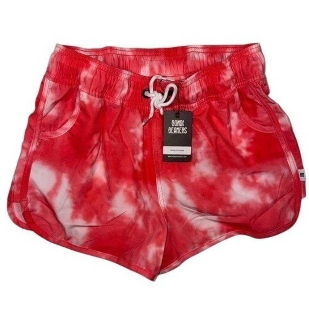 Bondi Beamers Red White Tie Dye‎ Shorts Women Size 14 New With Tags
